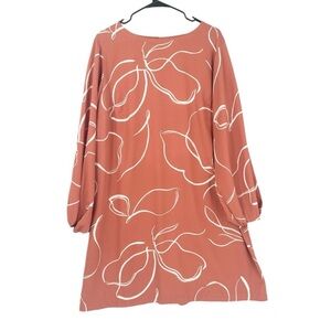 A New Day Women’s Puffy Sleeve Floral Print Midi Dress Red Size XXL